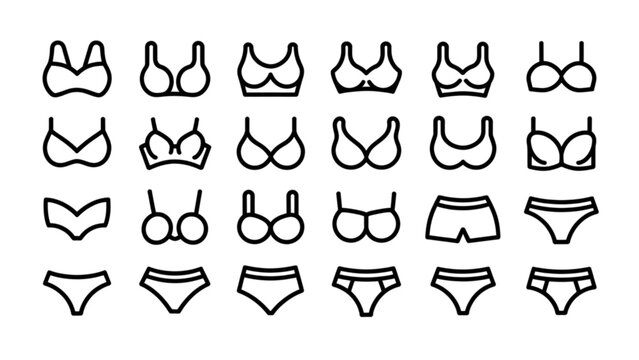 Icon set black colour bra