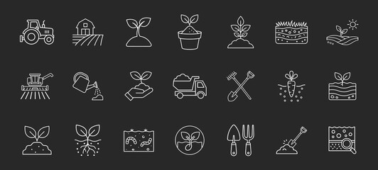 Agriculture farming line editable icon set with tractor field irrigation and cultivation symbols © Виталий Опришко