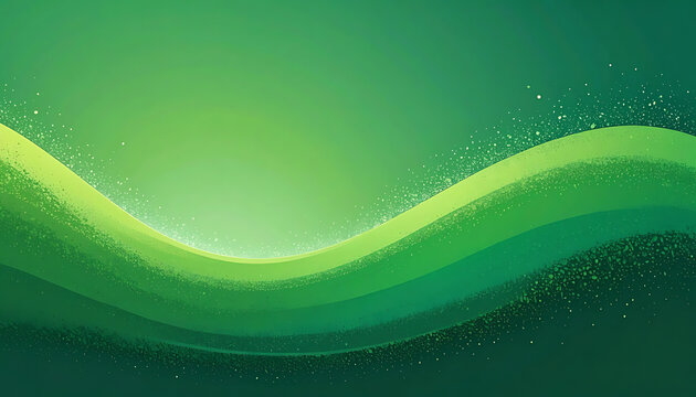 Flowing green wave with sparkling lights and pixelated texture, abstract background for natural or technology themes