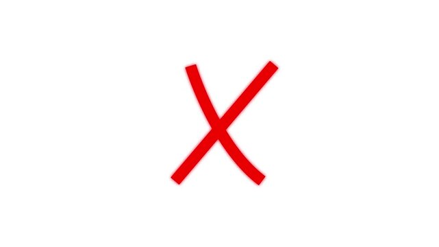 Animated cross Mark symbol false sign in style loop.