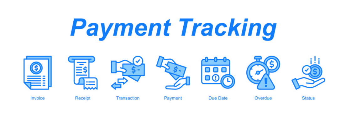 Payment Tracking banner web icon vector illustration concept with an icon of Invoice, Receipt, Transaction, Payment, Due Date, Overdue, Status 