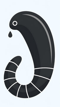 Stylized Black Leech Illustration with Droplet.
