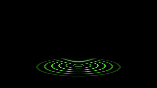 Animated glowing three-dimensional radio wave on dark background.