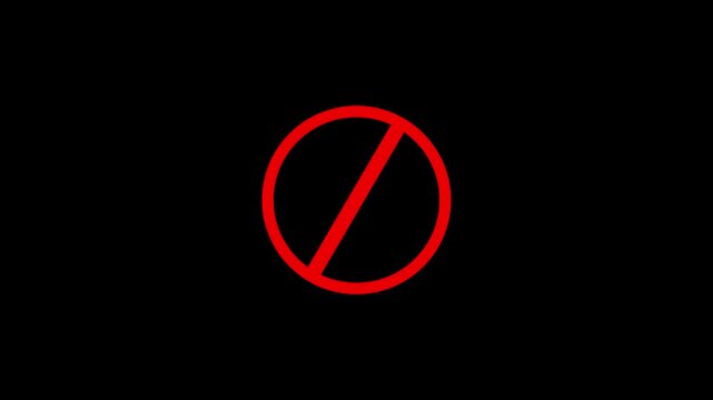 Red signs stop, ban, prohibited symbols animation. Animation of Stop sign symbol notifications.