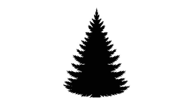 Black silhouette of a pine tree on a white background symbolizing nature and simplicity