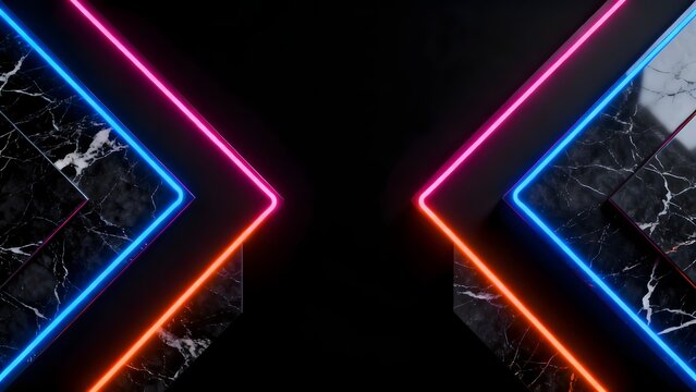Neon lights on marble structures