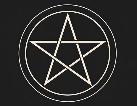White pentagram symbol on black.