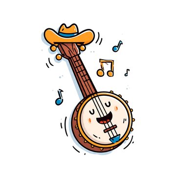 Cute cartoon illustration flat vector style clock music notes.
