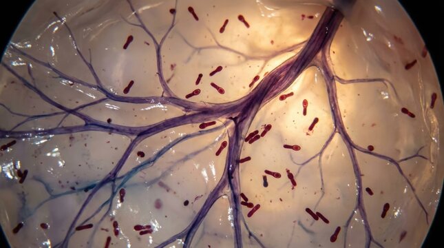 Microscopic rod bacillus: Clostridium tetani, bacterium pathology, neurotoxin agent, lockjaw symptom, muscle rigidity, disease tetanus, spasmodic contraction, nerve impairment.