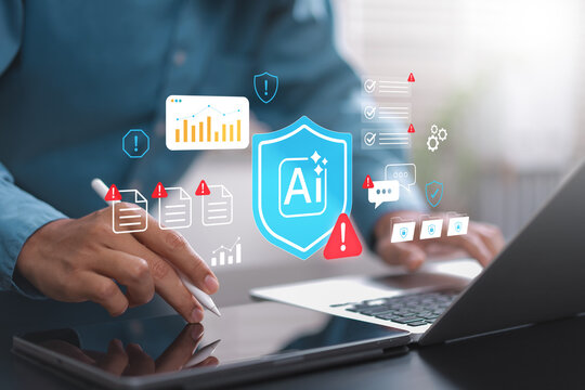 AI compliance and risk management interface with enterprise professional monitoring artificial intelligence security governance analytics and cybersecurity protection systems