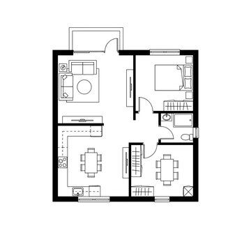 Modern Two Story House Floor Plan Blueprint.