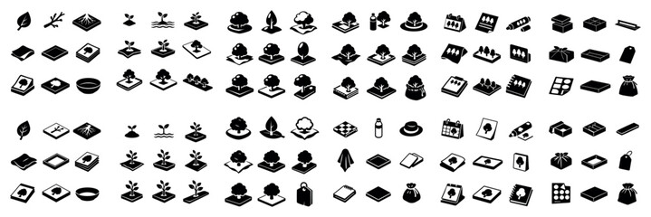 Obraz premium Ecology and gardening icon set with tree seedling and pot for dashboard interface in minimal design