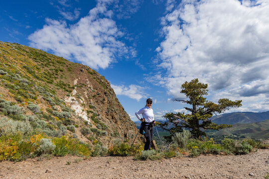 Portrait of smiling woman on Carbonate Mountain trail