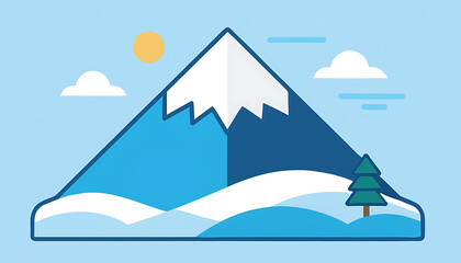 Fototapeta premium Snowy Mountain Peak with Pine Tree.