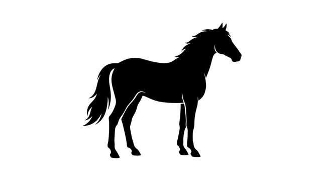Black Horse Silhouette Standing Alone.