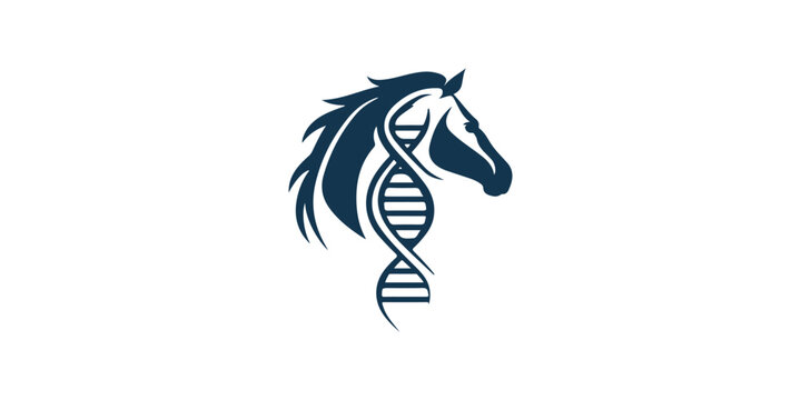 Elegant Horse DNA Logo Design for Veterinary Clinic and Genetic Laboratory