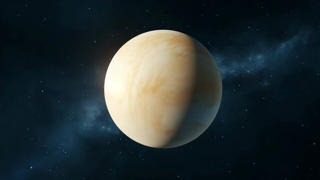 Realistic Venus planet in starry space, cloudy atmosphere, solar system science, astronomy background, planetary exploration, cosmic research and future mission concept.
