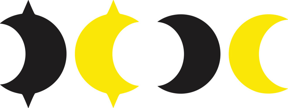 Abstract crescent moon symbol collection isolated vector illustration for celestial astrology night and mystical design concepts