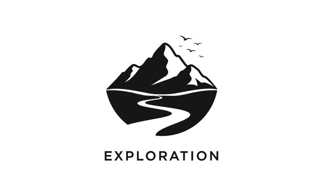 Mountain Exploration Travel Adventure Logo.
