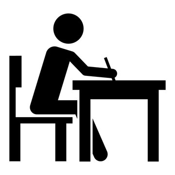 "School examination in progress" signage / icon