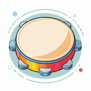 Cartoon Tambourine with Jingle Bells