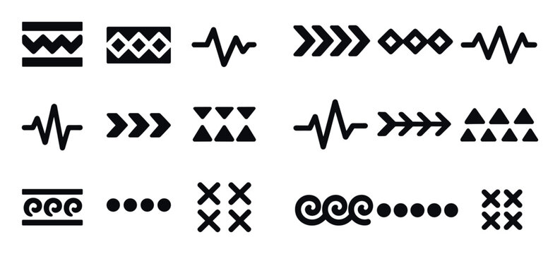 Pattern icons with chevron wave dots bold