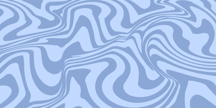 Abstract Blue Lines Waves Seamless Pattern Background. Vector Illustration