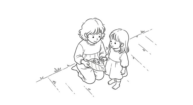 Two young children sitting and sharing a book together.