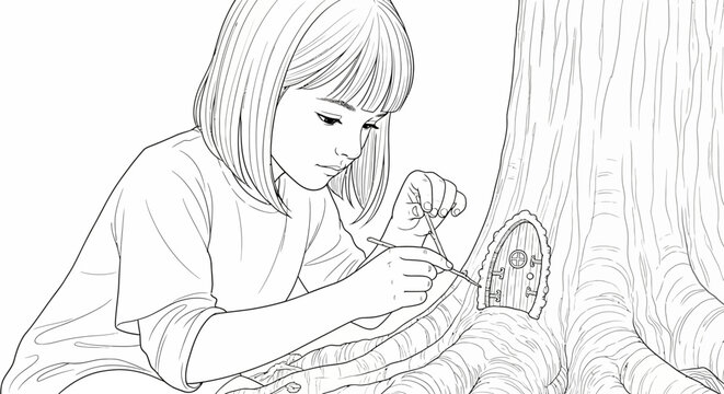 Young girl carefully bandaging a small injured doll.