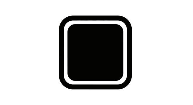 Bold black rounded square outline icon graphic.