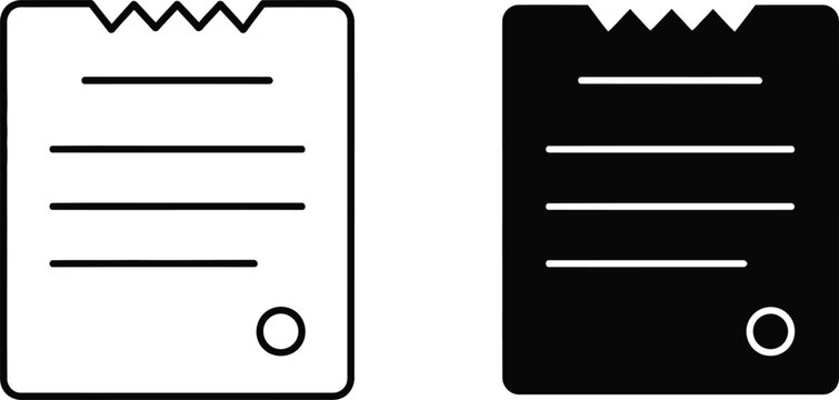 Notepad icon set lined paper with circular button black and white versions