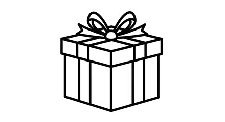 Fototapeta premium Christmas gift box outline icon for holiday design.