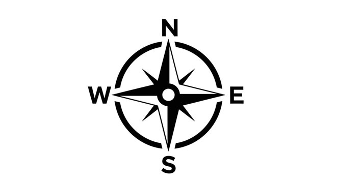 Classic eight point compass rose icon for navigation.