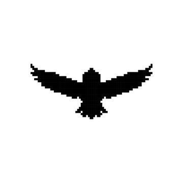 Pixel art flying eagle silhouette