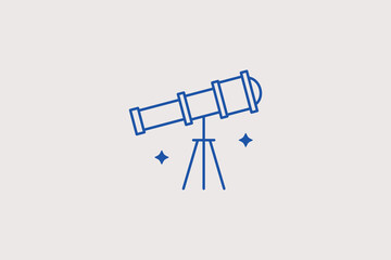 Telescope line icon for astronomy science classes. Modern vector illustration for university planetarium flyers. © HenryFord