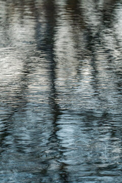 Rippled surface of spring creek with reflections