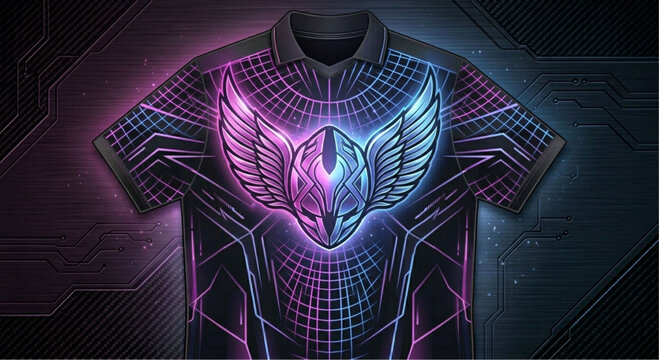 Neon Wings T-Shirt, Cyberpunk Fashion, Glowing Apparel, Futuristic Clothing Design