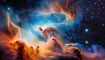 Fototapeta premium Vibrant Nebula With Swirling Clouds Of Gas And Dust