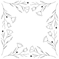 Naklejka premium Delicate floral branches with buds forming a decorative border for design projects isolated on white background
