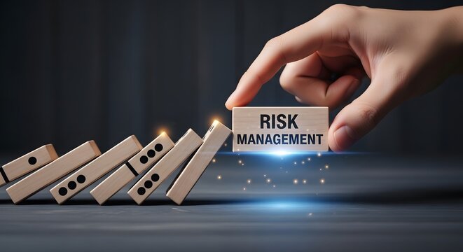 Risk management concept with domino effect
