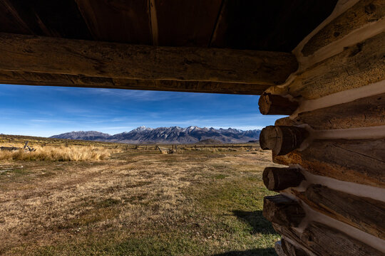 Big Lost Range seen from log cabin