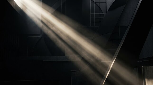 Dark room with a beam of light shining through