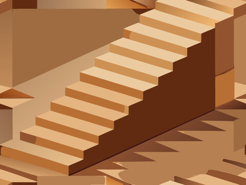 Seamless geometric isometric staircase pattern background with staircase isometric geometric architecture abstract background repeating structure architectural minimalist industrial