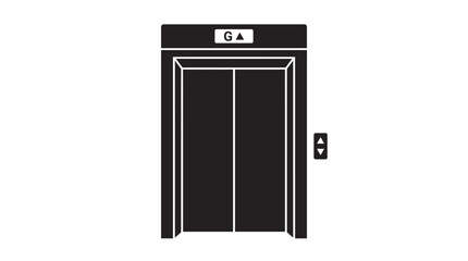 Elevator doors silhouette on a white background simple graphic design © Kobita