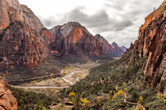 View into Zion Canyon from Angels Landing trail