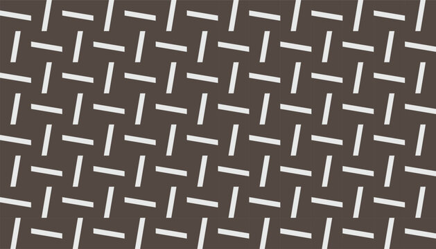 Seamless geometric pattern with minimalist line texture, abstract diamond plate style repeating background in dark brown and light grey