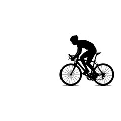 Fototapeta premium Cyclist riding bicycle silhouette black and white