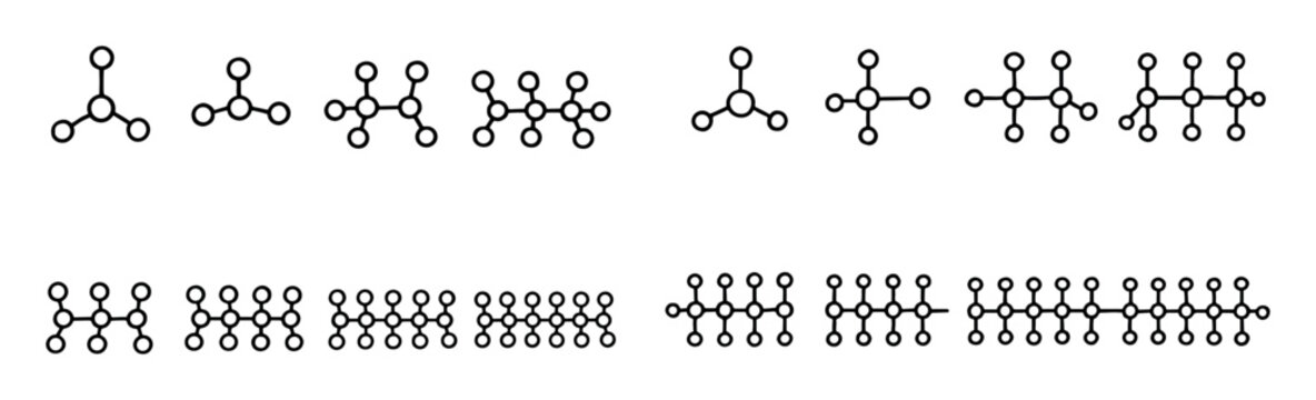 Network icons with node link minimal outline