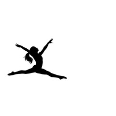 Fototapeta premium silhouette of a girl jumping in the air with her legs split