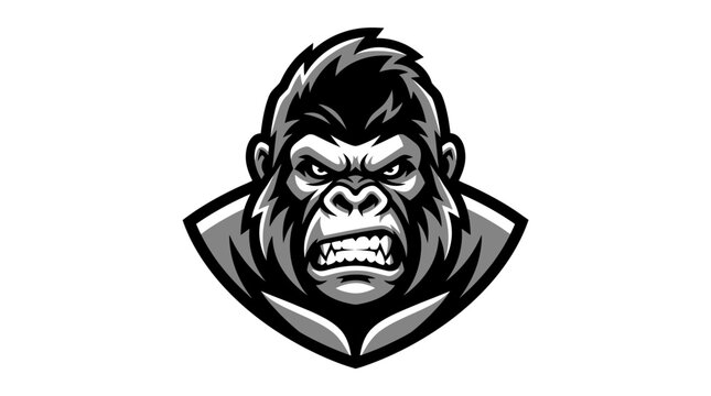 Aggressive Gorilla Head Logo Icon - Vector Illustration